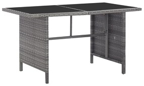 5 pcs conjunto jantar exterior c/ almofadões vime PE cinzento