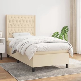 Cama com molas/colchão 90x190 cm tecido cor creme