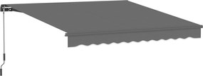 Toldo manual 3,5 x 3 m, cobertura retrátil com inclinação ajustável, manivela, proteção UV e resistente à água, cinzento