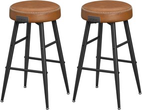 Conjunto de bancos de bar com revestimento sintético e costuras elegantes. | VASAGLE | 49,5 x 49,5 x 63 cm | castanho caramelo | LBC080K01.
