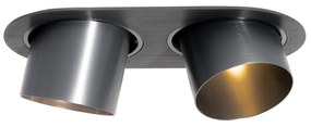 Set van 6 inbouwspots gunmetal GU10 70mm kantelbaar 2-lichts - Installa Moderno