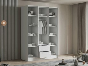 Roupeiro Closico 199, Branco, Preto, 216x150x60cm, 168.5 kg, Portas para roupeiro: Com dobradiças