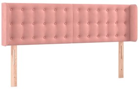 Cabeceira de cama c/ luzes LED veludo 147x16x78/88 cm rosa