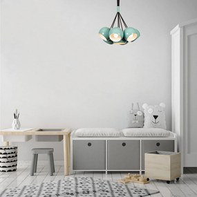 Candeeiro de Teto Sivani – Turquesa e Branco – 45 cm de Diâmetro