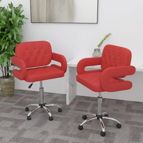 vidaXL Cadeiras jantar giratórias 2pcs couro artificial vermelho tinto