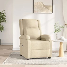 vidaXL Poltrona reclinável elétrica tecido cor creme