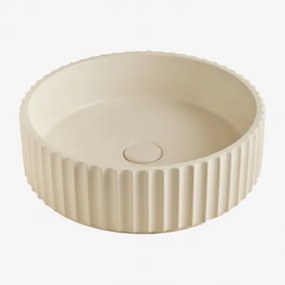 Lavabo Redondo Ø40 Cm Em Cimento Teide Beige Creme - Sklum
