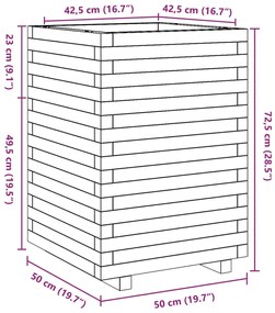 Vaso/floreira de jardim 50x50x72,5 cm pinho maciço branco