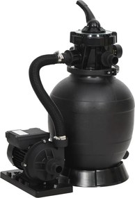 93395 vidaXL Filtro de areia p/ piscina com válvula de 6 vias preto