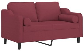 Sofá 2 lug. + almofadas decorativas 120cm tecido vermelho tinto