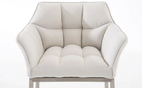 Banco de bar Damaso em tecido com estrutura prateada 64 x 110 x 48 cm Branco
