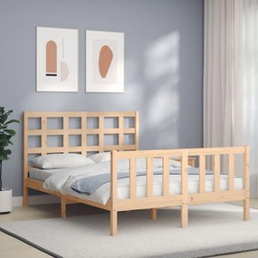 vidaXL Estrutura de cama de casal com cabeceira madeira maciça