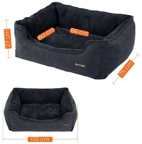 Cama de cão para cães grandes 110 x 75 x 27 cm cinzento escuro