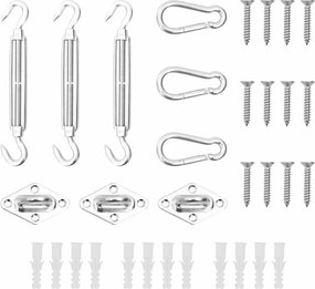 vidaXL 9 pcs conjunto acessórios p/ para-sol vela aço inoxidável