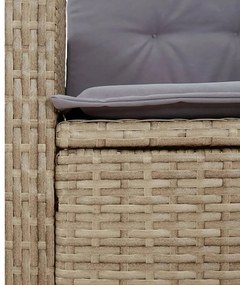 3 pcs conjunto de jantar p/ jardim com almofadões vime PE bege