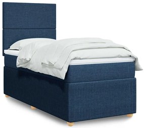Cama com molas/colchão 80x200 cm tecido azul