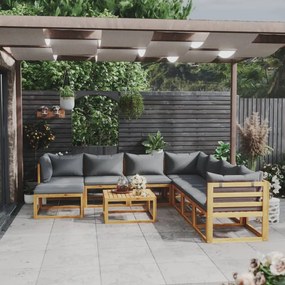 9 pcs conjunto lounge de jardim com almofadões acácia maciça