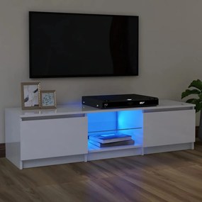 Móvel de TV Vinici com Luzes LED de 120cm - Branco Brilhante - Design