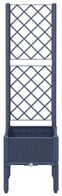 Vaso/floreira de jardim c/ treliça 40x40x142 cm PP cinzento azul
