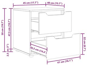 Mesa de cabeceira VISNES concreto cinzento 45x40x50cm