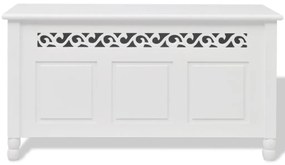 Banco de arrumação, estilo barroco, MDF branco