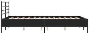 Estrutura de cama 140x200 cm derivados de madeira/metal preto