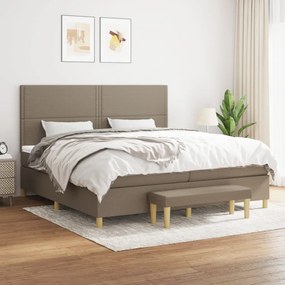 vidaXL Cama com molas/colchão 200x200 cm tecido castanho-acinzentado
