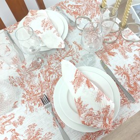Toalha de Mesa Linho COL Toile de Jouy Terracota Four Lines