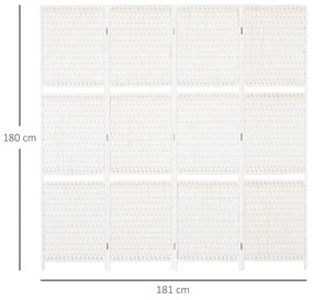 Biombo Divisor de 4 Painéis Dobrável Separador de Ambientes 181x180cm Divisor de Ambientes com Prateleiras Decoração para Dormitórios Sala de Estar Br