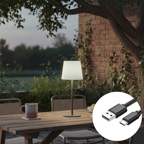 Candeeiro de Mesa Cinzento Recarregável Incl. LED e Dimmer IP54 - Jude