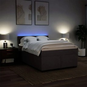 Cama com molas/colchão 160x200 cm tecido castanho-escuro
