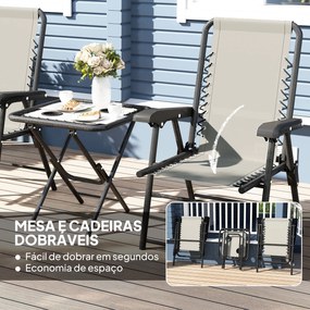 Conjunto de Mesa e Cadeiras de Jardim Móveis de Exterior Dobrável com