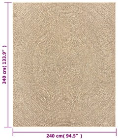 Tapete ZIZUR 240x340 cm aspeto de juta interior e exterior