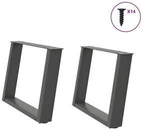 Pés para mesa de centro em forma de U, 2 peças, antracite, 60x (42-43)