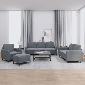 4 pcs conjunto de sofás veludo cinzento-escuro