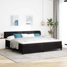 vidaXL Cama Box com colchão com cabeceira Preto 200 x 200 cm Veludo