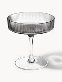Mouth-Blown Champagne Saucers Ripple with Groove Relief, Set of 2