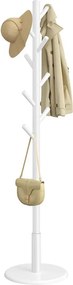 Cabide em forma de árvore com oito ganchos em madeira maciça 40 cm de profundidade, 171,8 cm de altura Branco