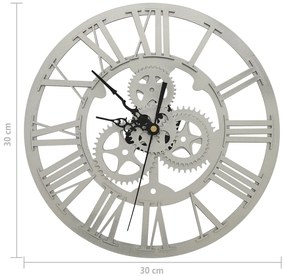 Relógio de parede 30 cm acrílico prateado