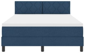 Cama Box Spring com Colchão &amp; Luz LED Azul 140x200 cm Tecido