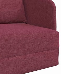 Sofá Cama de Chão 2-em-1 Vermelho Vinho 65x80x83 cm Tecido
