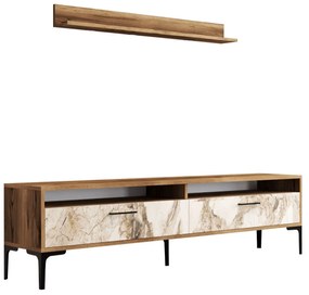 Móvel de TV Istanbul – Nogueira e Branco – 180 cm x 47 cm x 35 cm