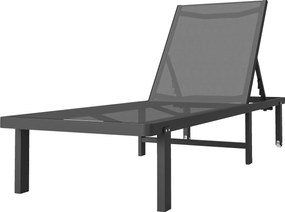 Outsunny Espreguiçadeira de Jardim com Rodízios Reclinável em 4 Posições e Textilene 530g/m² Cinza Escuro | Aosom Portugal