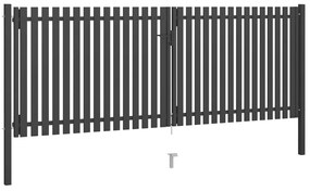 Portão de cerca para jardim 4x1,7 m aço antracite