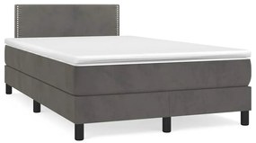 Cama box spring colchão LED 120x190cm couro artif. cinza-escuro
