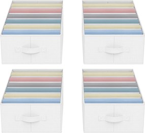 Conjunto de 4 Organizadores para Guarda roupas com 6 compartimentos dobrável 42 x 30 x 17 cm branco clássico