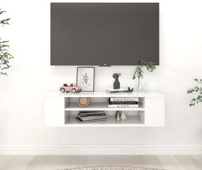 vidaXL Armário TV suspenso derivados de madeira branco brilhante