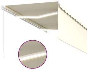 Toldo retrátil manual com estore/LED 3x2,5 m cor creme