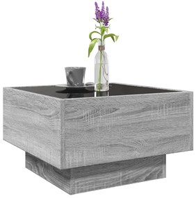 Mesa de centro c/ LEDs 50x50x30 cm derivados de madeira