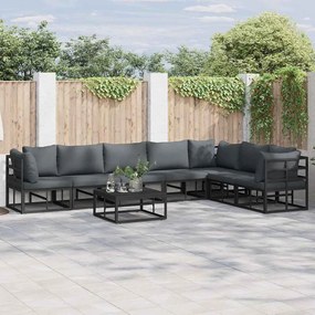 vidaXL Conjunto de Sofá de Jardim 7 pcs Preto 70 x 70 x 32 cm Alumínio